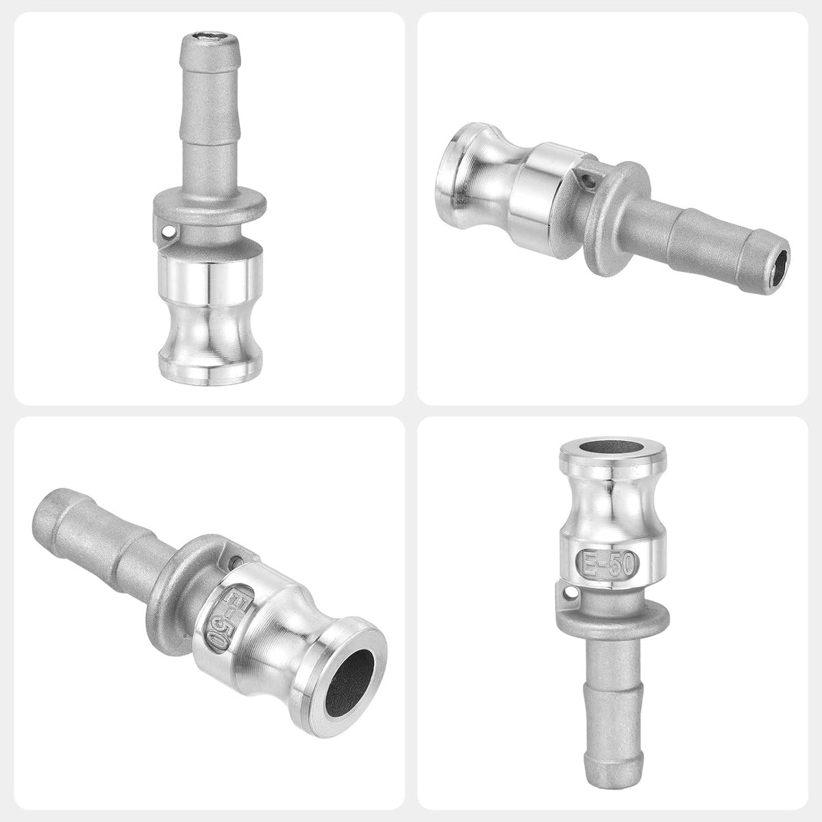 Aluminum Type E Cam Lock Fitting 1/2"x1/2" W/ 1.42" Hose Shank