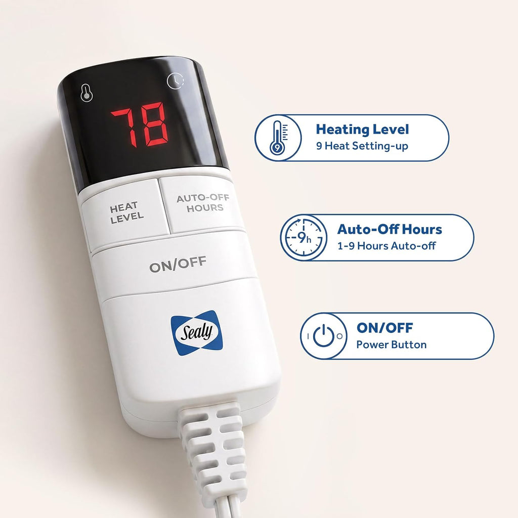 Heated Mattress Pad Twin 39×75 Single Control for Zone | Luxury Quilted Electric Bed Warmer, 9 heat settings, 1-9
