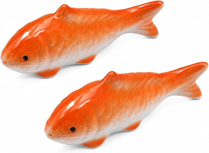 2PCS Ceramic Fish Statues Orange Floating Aquarium Decor | Floating fish figures add playful color to fish tanks