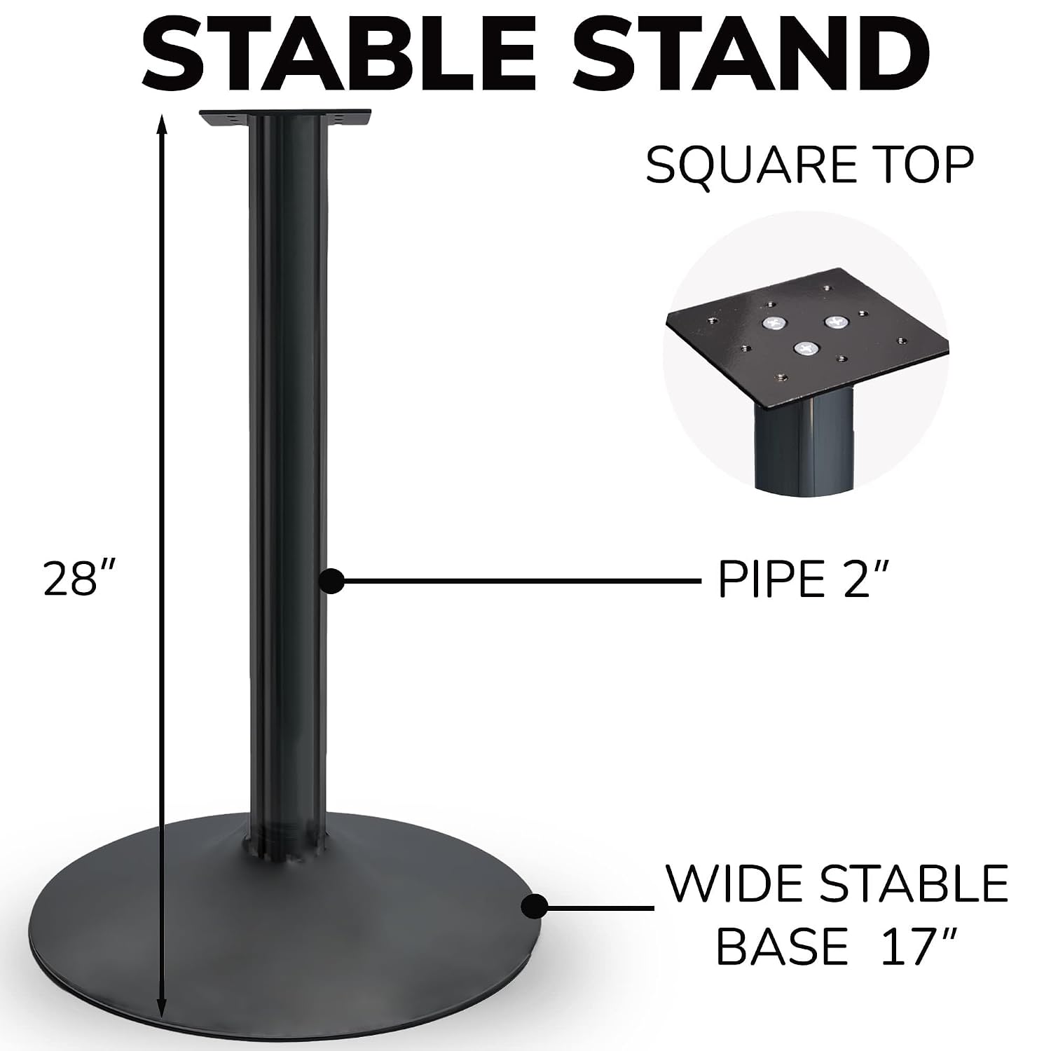 Single Metal Stand with Square Flange and Round Base for Candy Gumball Capsule Vending Machines