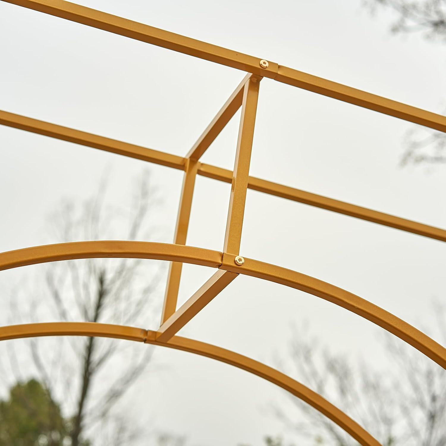 3D Metal Wedding Arch Frame, Gold Square 3D Backdrop Stand for Wedding Ceremony, Reception, Engagement Party