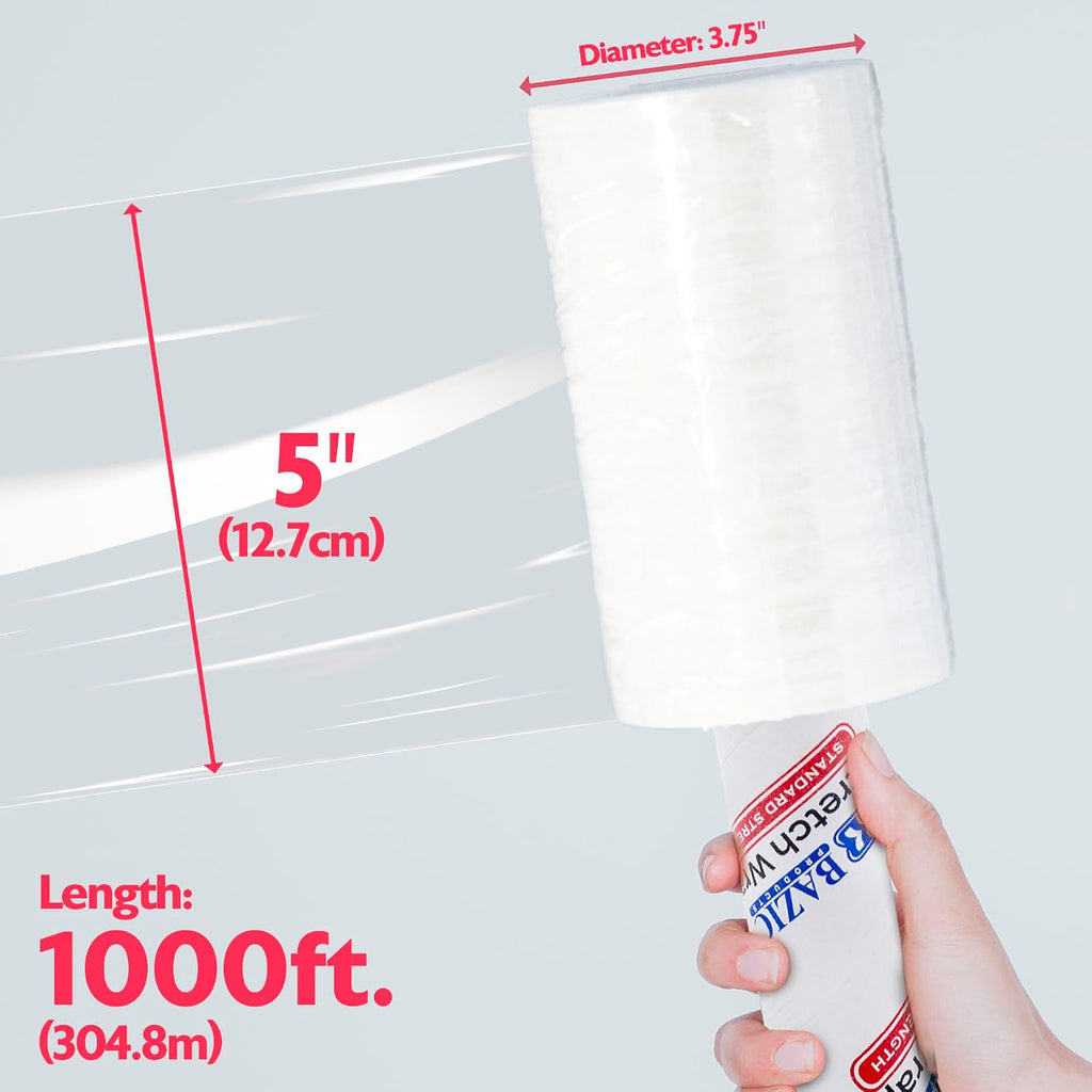 Clear Stretch Wrap Film with Handle, 5 in x 1000 Ft