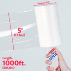 Clear Stretch Wrap Film with Handle, 5 in x 1000 Ft