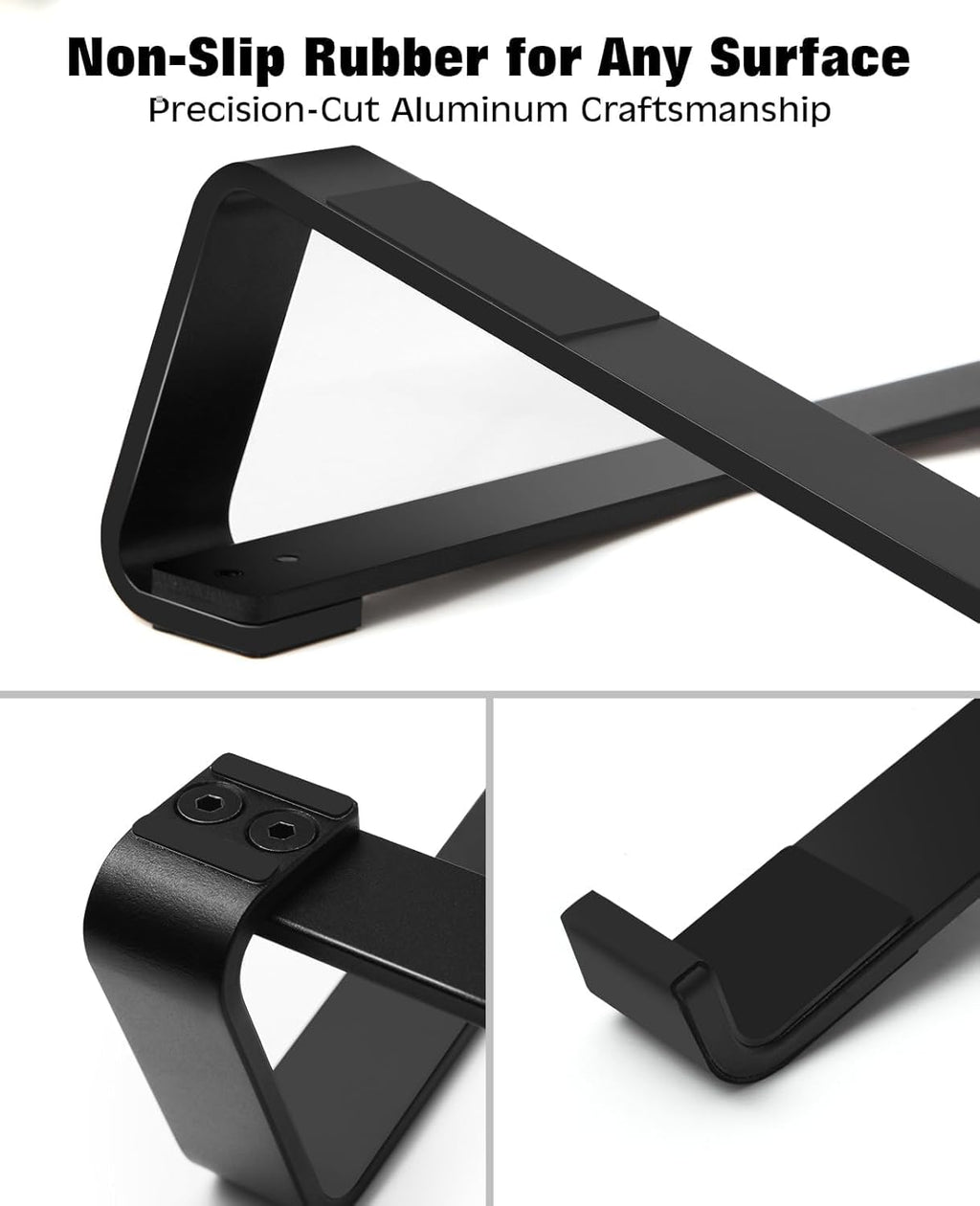 Aluminum Laptop Stand for Desk - Cooling Ergonomic Design - Fits MacBook Air Pro/DELL/HP/Lenovo/ThinkPad/Alienware