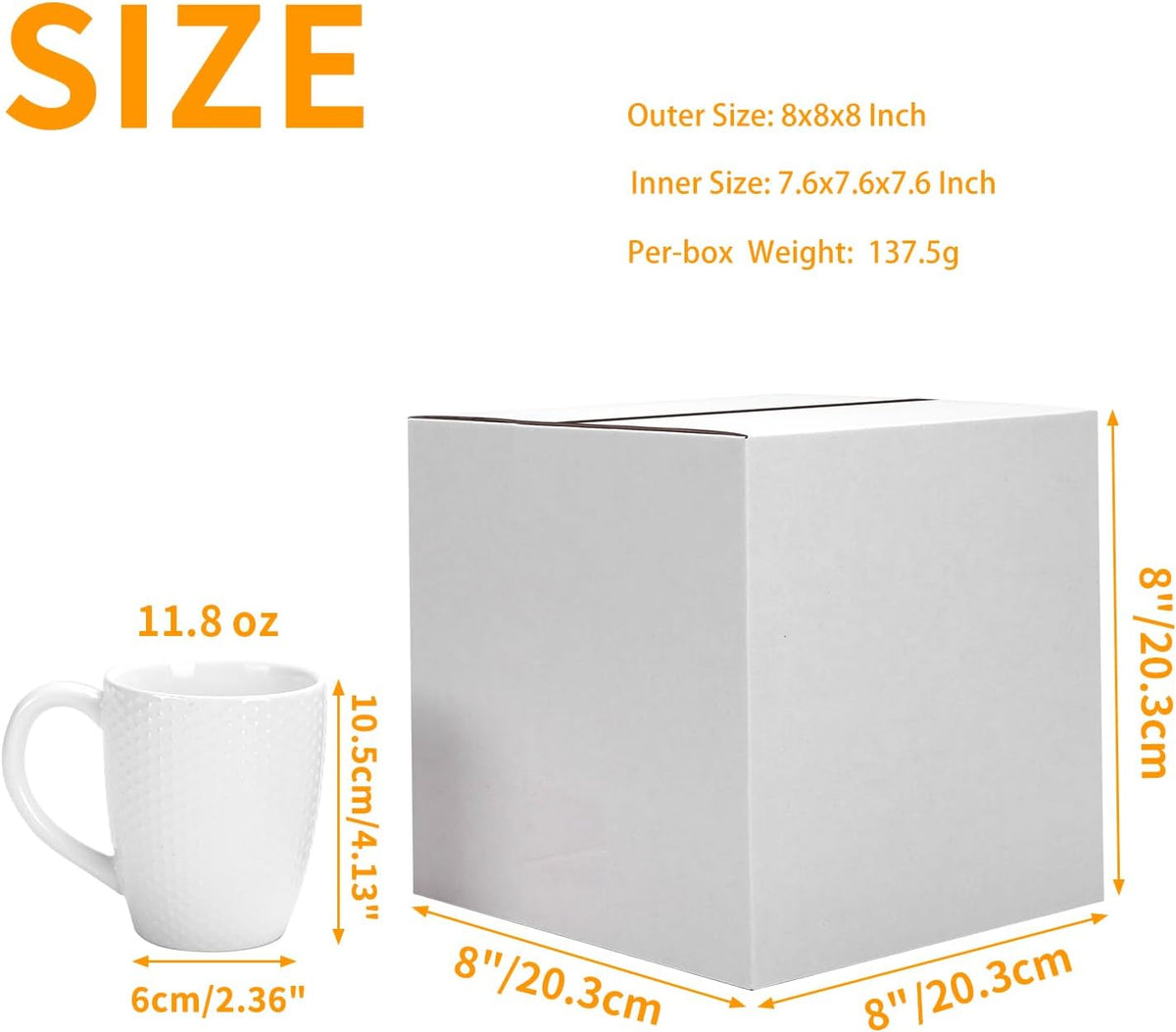 8x8x8 Shipping Boxes Set of 25, Small White Cardboard Mailer Box