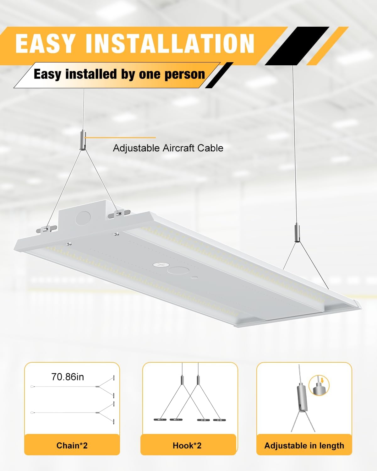 LED Linear High Bay Light, 300W 45000LM 5000K High Bay Shop Lights