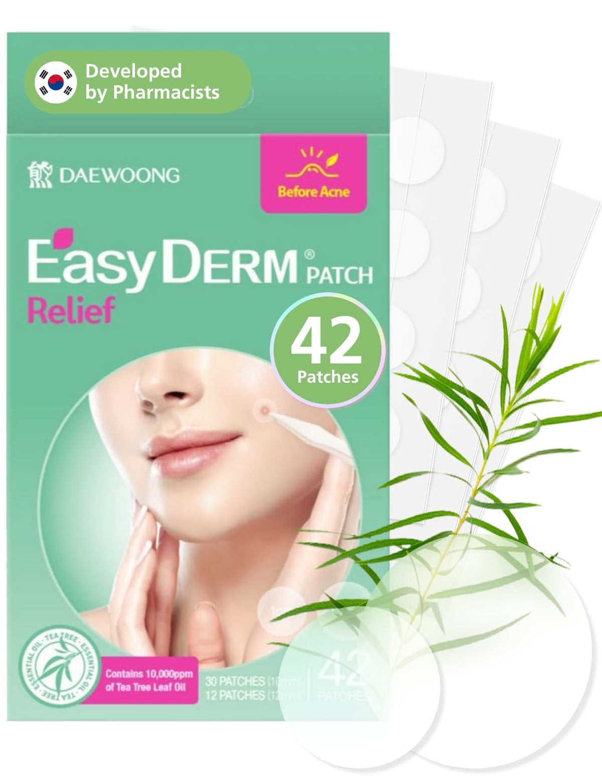 EasyDerm Relief Invisible Pimple Patch 42ea - Tea Tree Acne Care