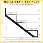 3 Step Metal Stair Step Steel Riser Stringers for 27.1" Height Deck, 3Packs