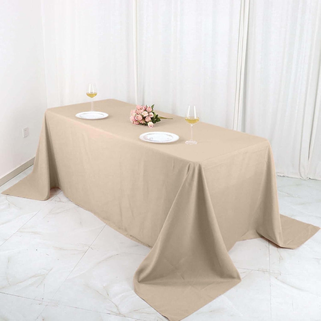 90x132 Nude Wholesale Rectangle Polyester Tablecloth Linen Wedding Party Restaurant Tablecloth