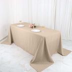 90x132 Nude Wholesale Rectangle Polyester Tablecloth Linen Wedding Party Restaurant Tablecloth