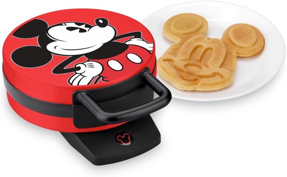 Disney Mickey Mouse Waffle Maker by Select Brands - Nonstick Waffle Iron for Fun Mickey-Shaped Waffles - Disney