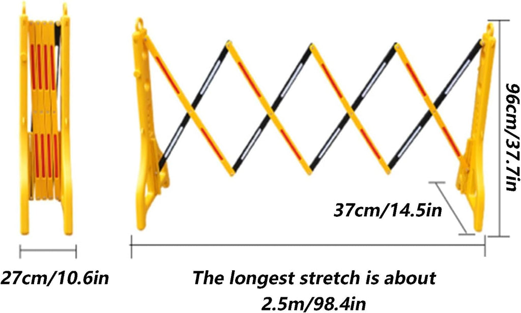 Expandable Mobile Barricade - Foldable Traffic Fence & Safety Barrier Gate | Yellow Plastic Barrier Chain |