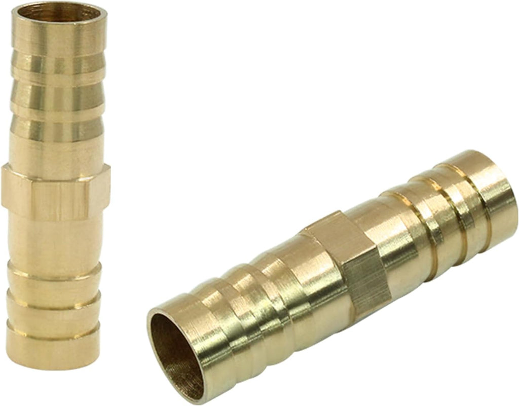 Brass Hose Barb Fitting, 1/2" to 1/2" Barb Splicer, 6Pcs