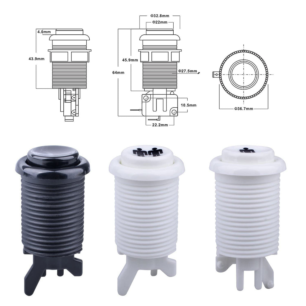 2 Player Classic American style Arcade Joystick Buttons DIY Kits | Included 2x Joystick Handle 2x USB Encoder