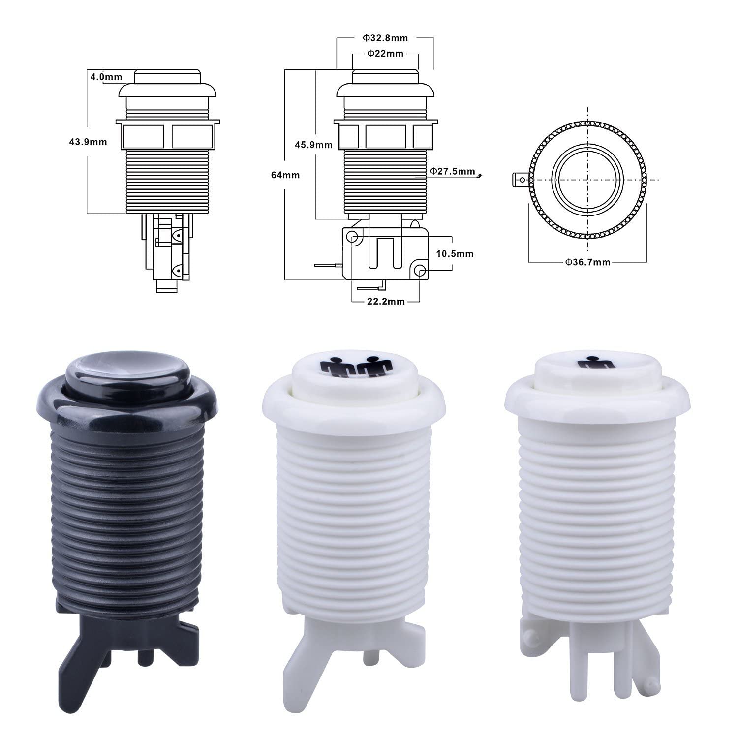 2 Player Classic American style Arcade Joystick Buttons DIY Kits | Included 2x Joystick Handle 2x USB Encoder