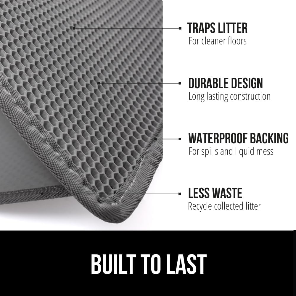 GORILLA GRIP Honeycomb Cat Litter Box Mat, Two Layer Trapping Waste Mats, Soft On Paws, Litter Box Supplies and