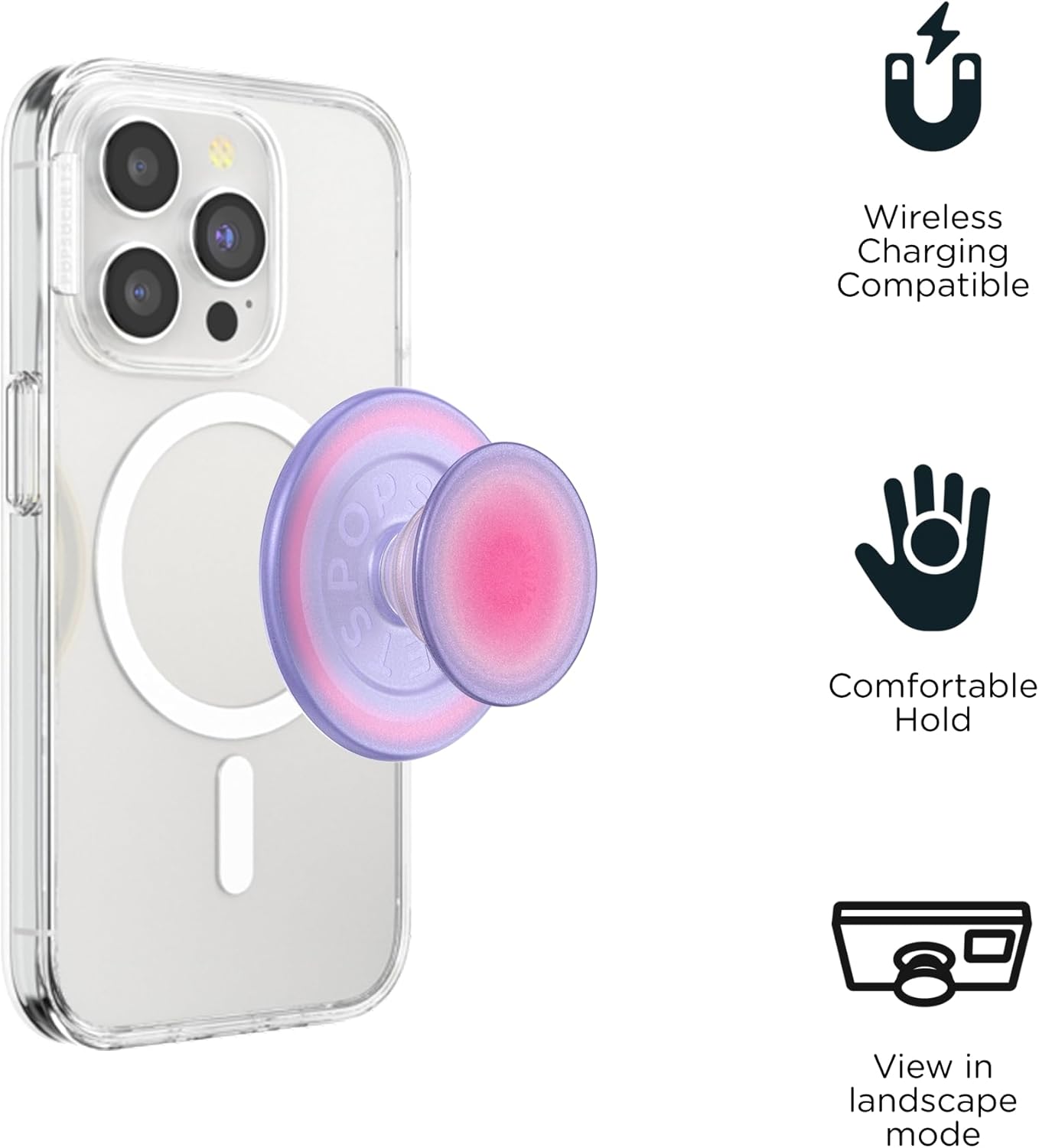 Phone Grip for MagSafe, Magnetic Holder, Phone Stand, Purple - Aura