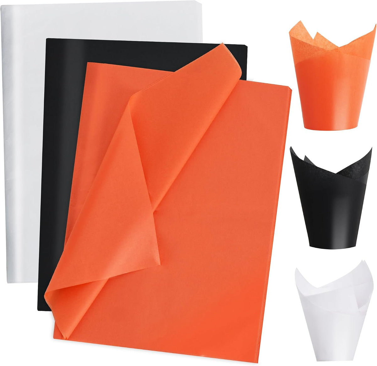90 Sheets Orange Black White Tissue Paper Bulk for Gift Wrapping