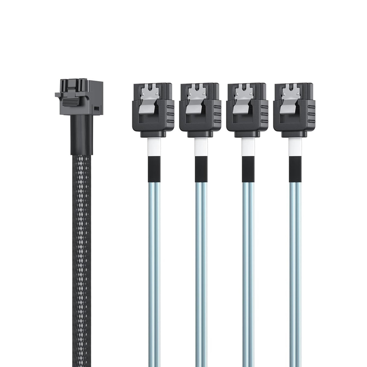 10Gtek MiniSAS HD SFF-8643 Breakout to 4xSATA Cable, for Server JBOD/Storage Tray & SAS RAID Controller Compatibility, 0.75~0.8m(2.46~2.62ft)