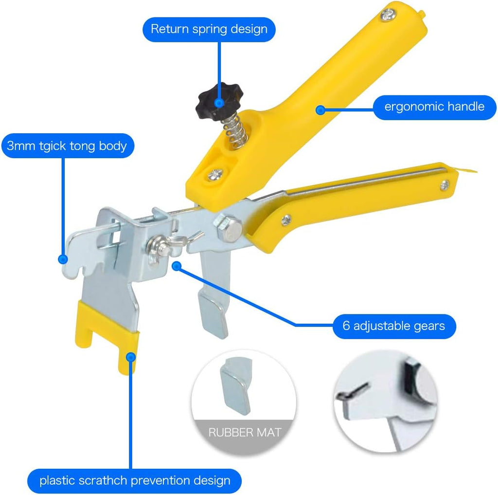 【Upgrade Version】Tile Leveling System 1/8" Kit, 300 pcs Tile Spacers Clips, 100 pcs Reusable Wedges and 1pc Floor