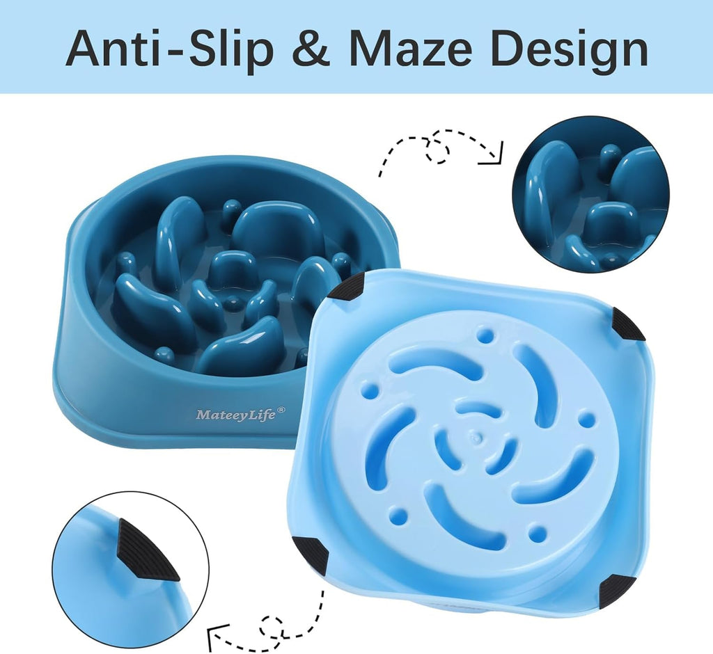 Slow Feeder Dog Bowls 2PCS, Anti-Choking Puzzle Dog Food Bowls, Anti-Slip Interactive Feeding Slow Down Eating, Bloat