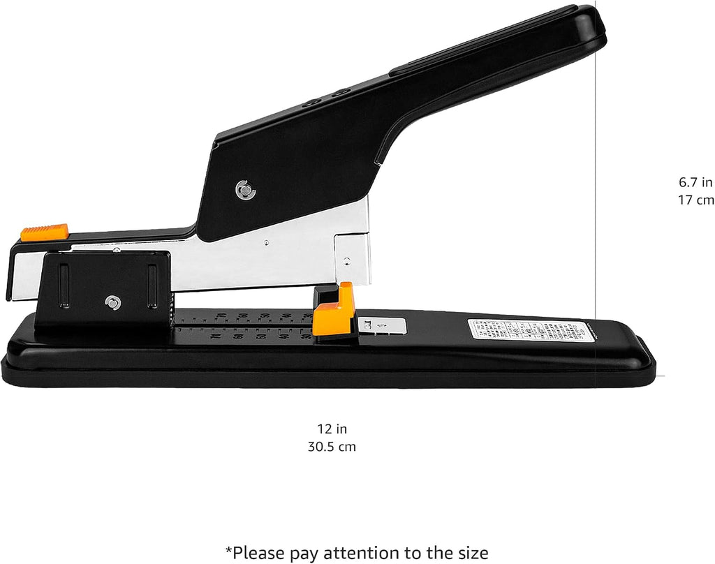 Heavy-Duty Stapler, 90 Sheets High Capacity, Non-Slip, Large Office Stapler with 1000 Staples, Black
