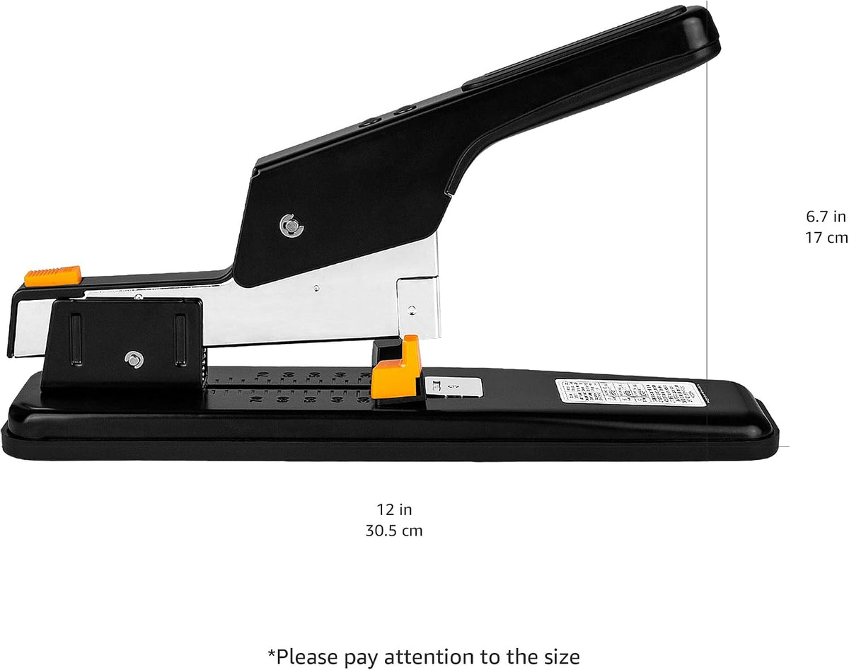 Heavy-Duty Stapler, 90 Sheets High Capacity, Non-Slip, Large Office Stapler with 1000 Staples, Black
