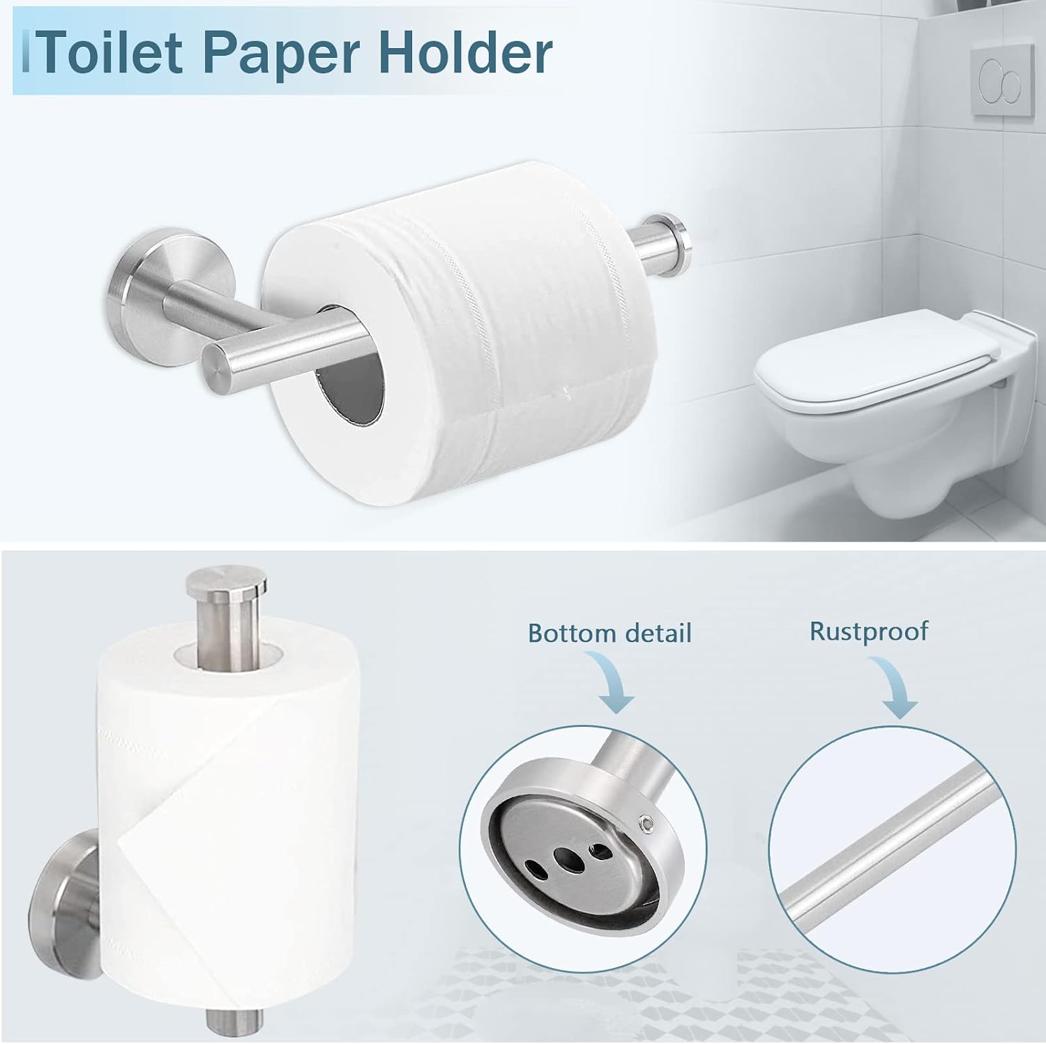 10 Piece Brushed Nickel Bathroom Hardware Set, 24" 16" Towel Bar Set | 24 & 16 inch Towel bar, Toilet Paper Holder