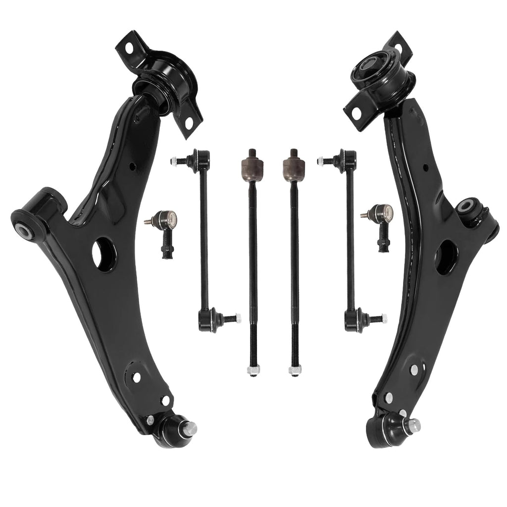 8PCS Front Lower Control Arm Suspension kit with Ball Joint Inner Outer Tie Rod End Stabilizer Sway Bar Link fit for 2006-2011 Ford Focus