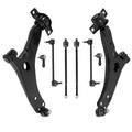 8PCS Front Lower Control Arm Suspension kit with Ball Joint Inner Outer Tie Rod End Stabilizer Sway Bar Link fit for 2006-2011 Ford Focus
