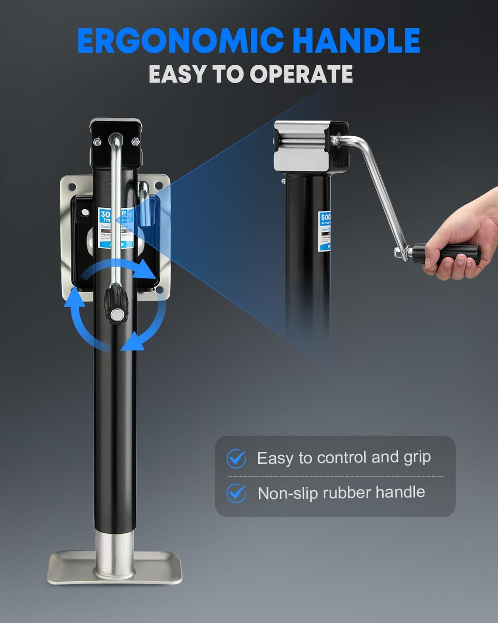 3000 lbs Trailer Jack, Heavy Duty Bolt-on, Low-Profile Small, Swivel