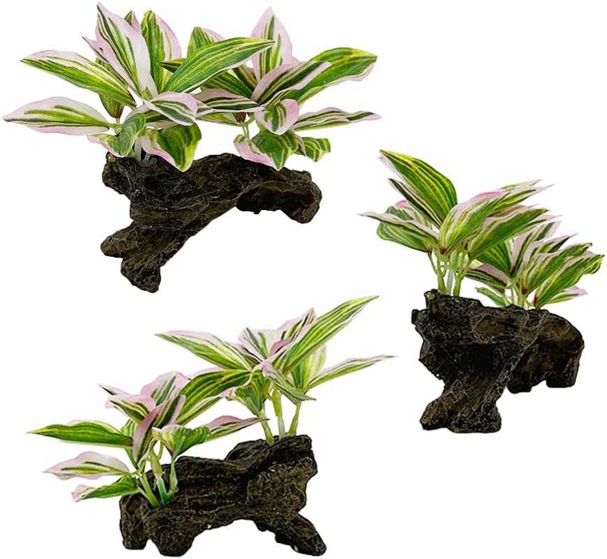 Fish Tank Decorations Aquarium Decor Ornaments Betta Pink/Green Leaf Pad Hammock Artificial Driftwood Goldfish Bowl