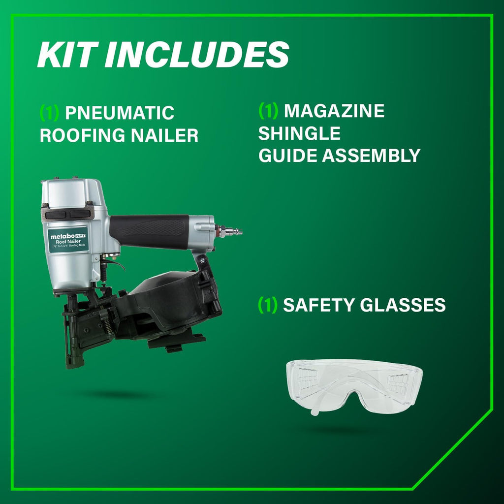 Metabo HPT Pneumatic Roofing Nailer, 16 Degree Asphalt Shingles, NV45AB2