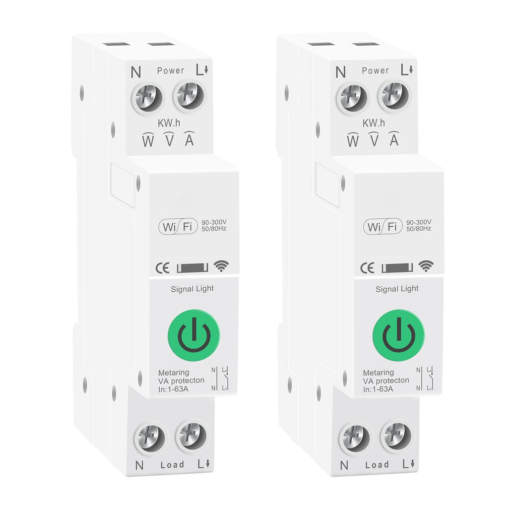 CUMSETZER 1-63A Adjustable WiFi Circuit Breaker, Smart WiFi Switch, 2Pack