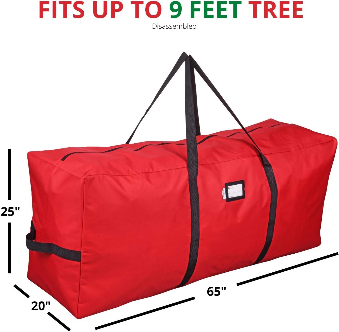 Heavy Duty Christmas Tree Storage Bag | Fits Up to 9 Ft. Tall Disassembled Tree | 25" Height X 20" Wide X 65" Long |
