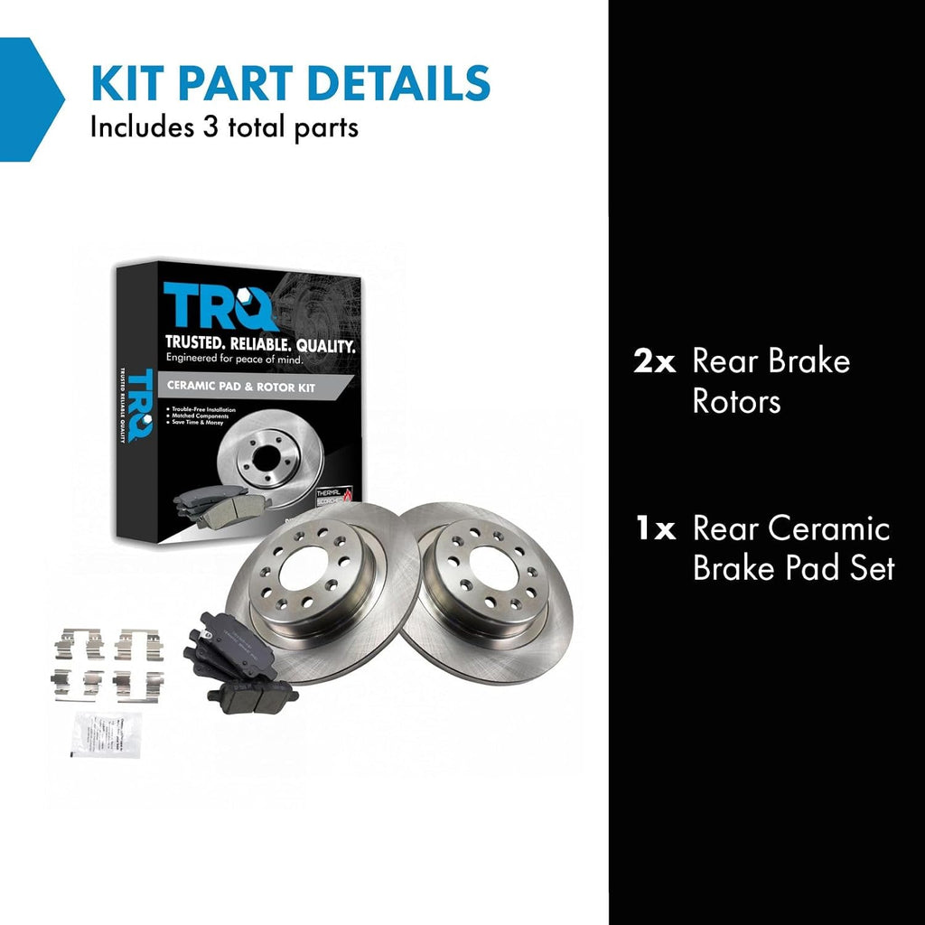 Rear Brake Pad and Rotor Set Ceramic Solid Rotors Compatible with 2017-2019 Buick LaCrosse 2018-2019 Regal Sportback