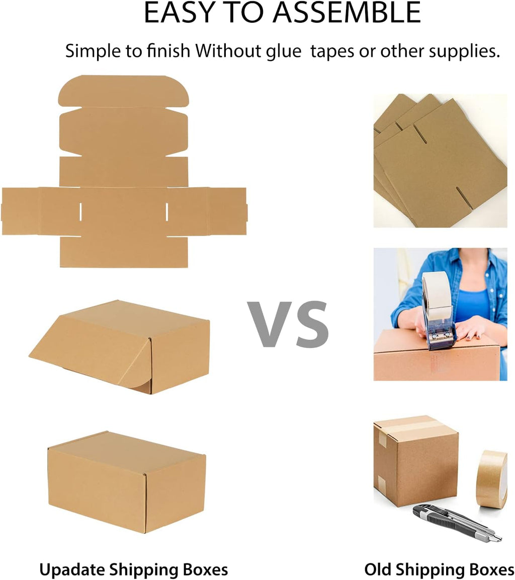 Shipping Boxes 9x6x4 Set of 20, Corrugated Cardboard Box for Packing Small Business, Brown