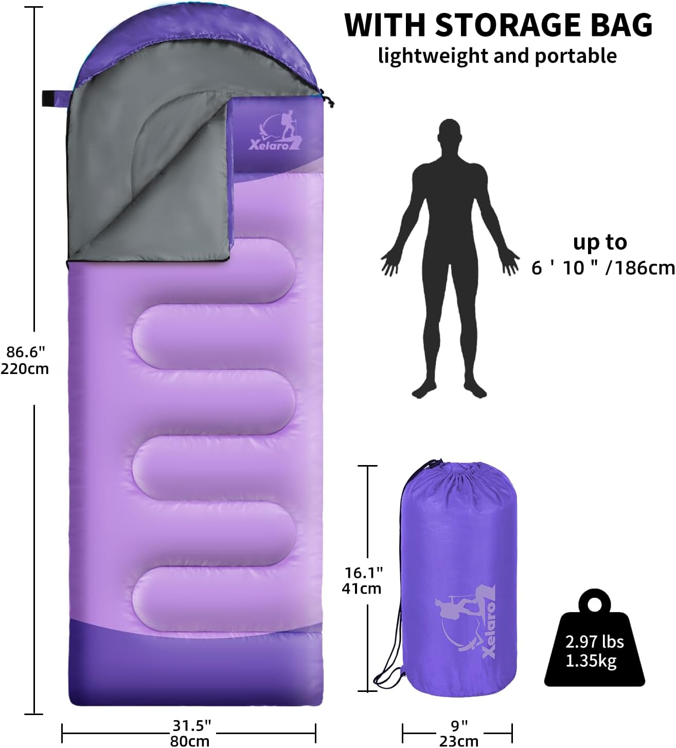 Sleeping Bags for Adults Kids - 3 Season Cold&Warm Weather Waterproof Camping Sleeping Bag - Lightweight Sleeping
