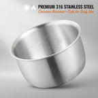 316 Stainless 5.5 Cup Rice Cooker Inner Bowl Compatible with Tiger JBV-S10U
