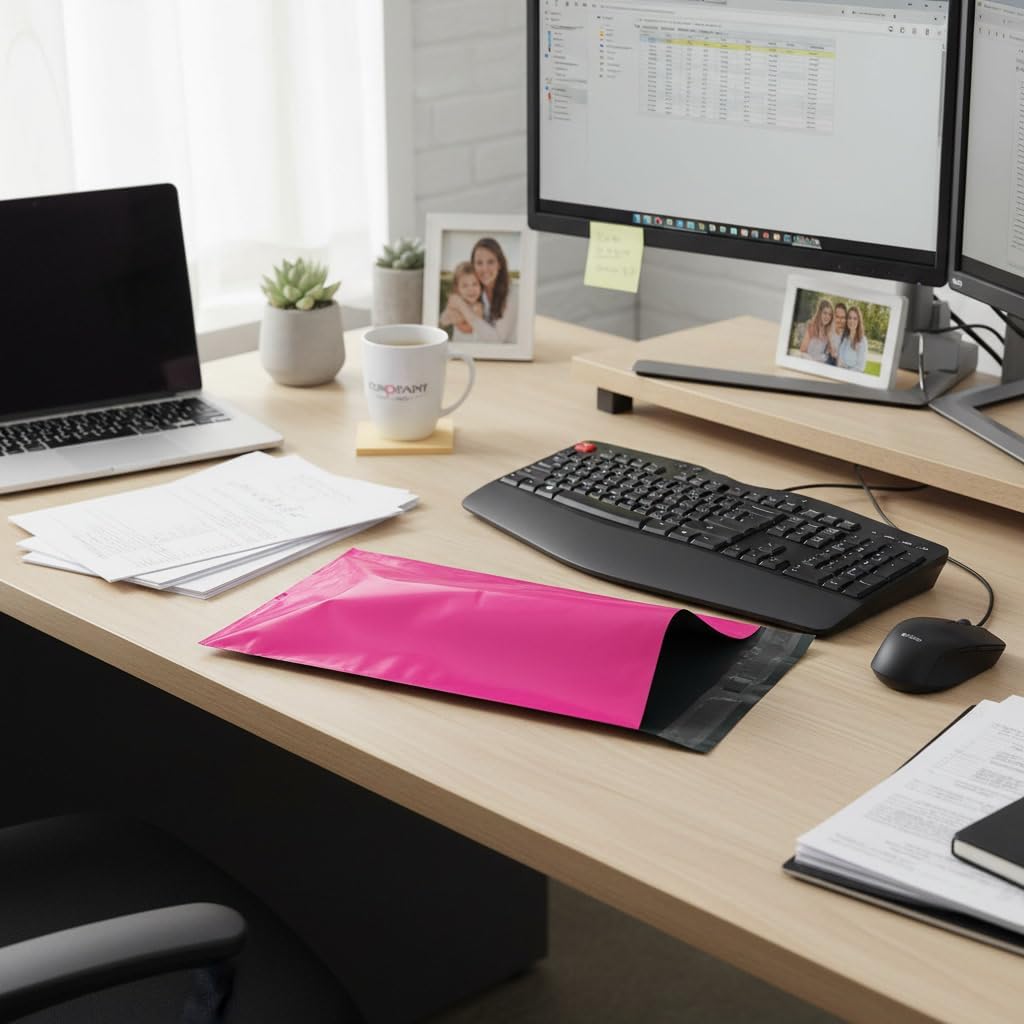 Pink Poly Mailers, 7.5" x 10.5", Pack of 200