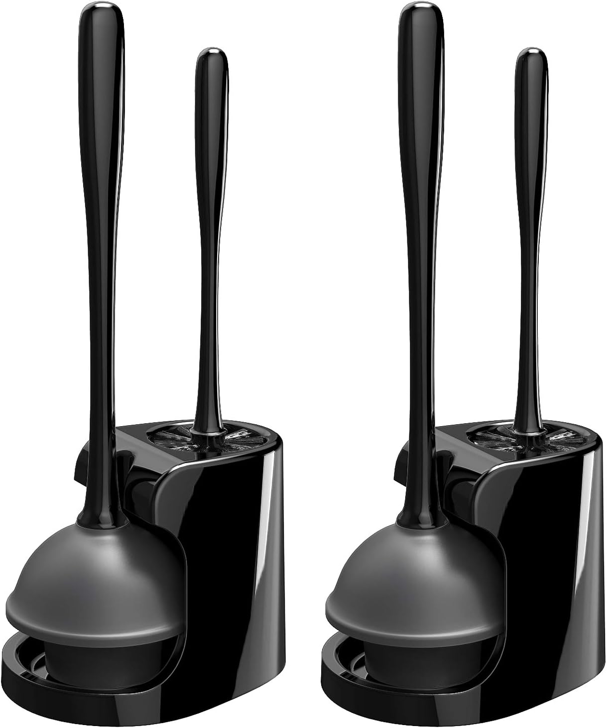 Toilet Plunger and Brush Combo for Toilet Cleaning, Black, 2 Set | Heavy duty toilet brush and plunger set, toilet