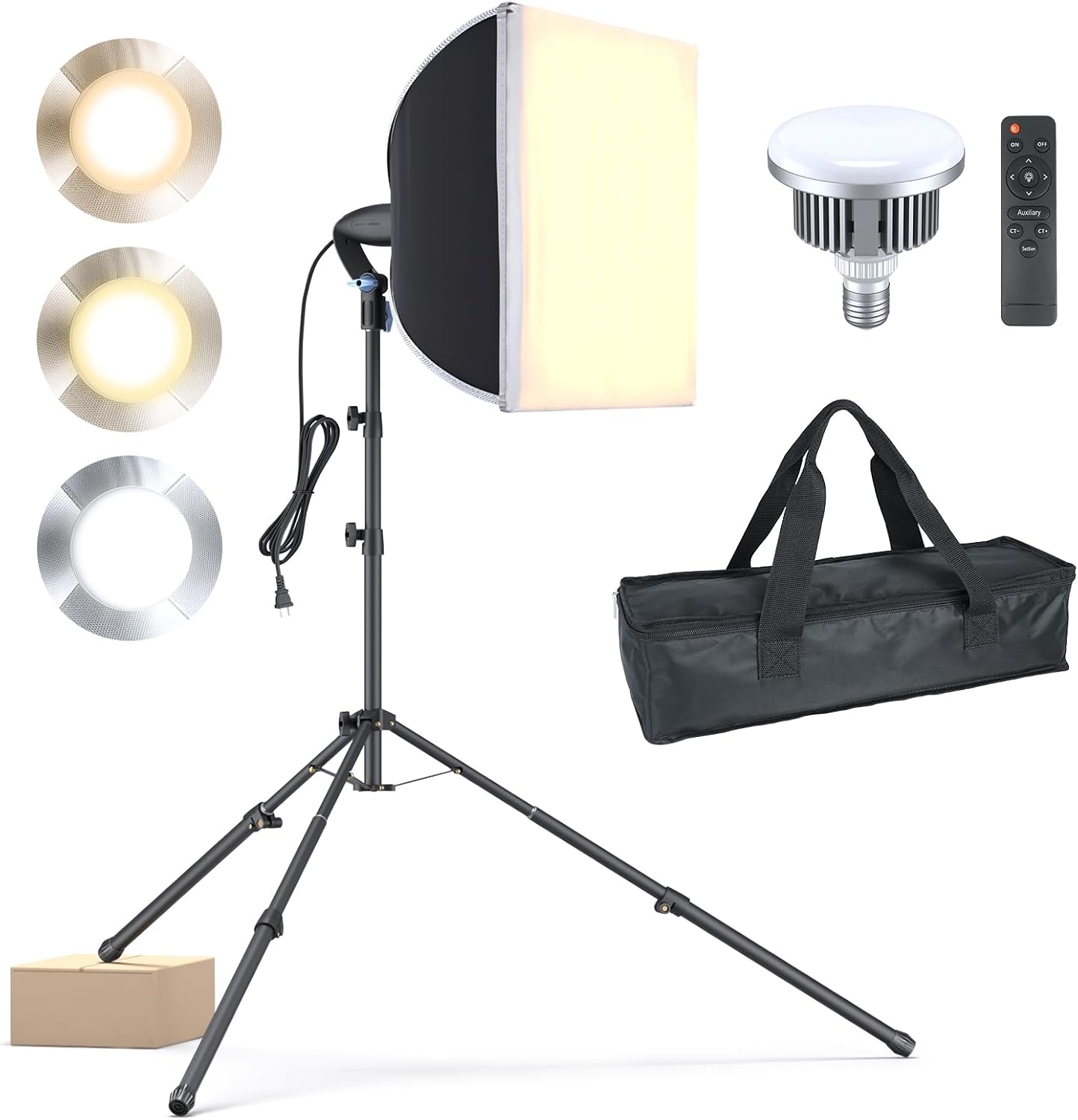 16"x16" Softbox Lighting Kit with 85W LED Bulb & Adjustable Tripod | Professional photography lighting kit, ideal for