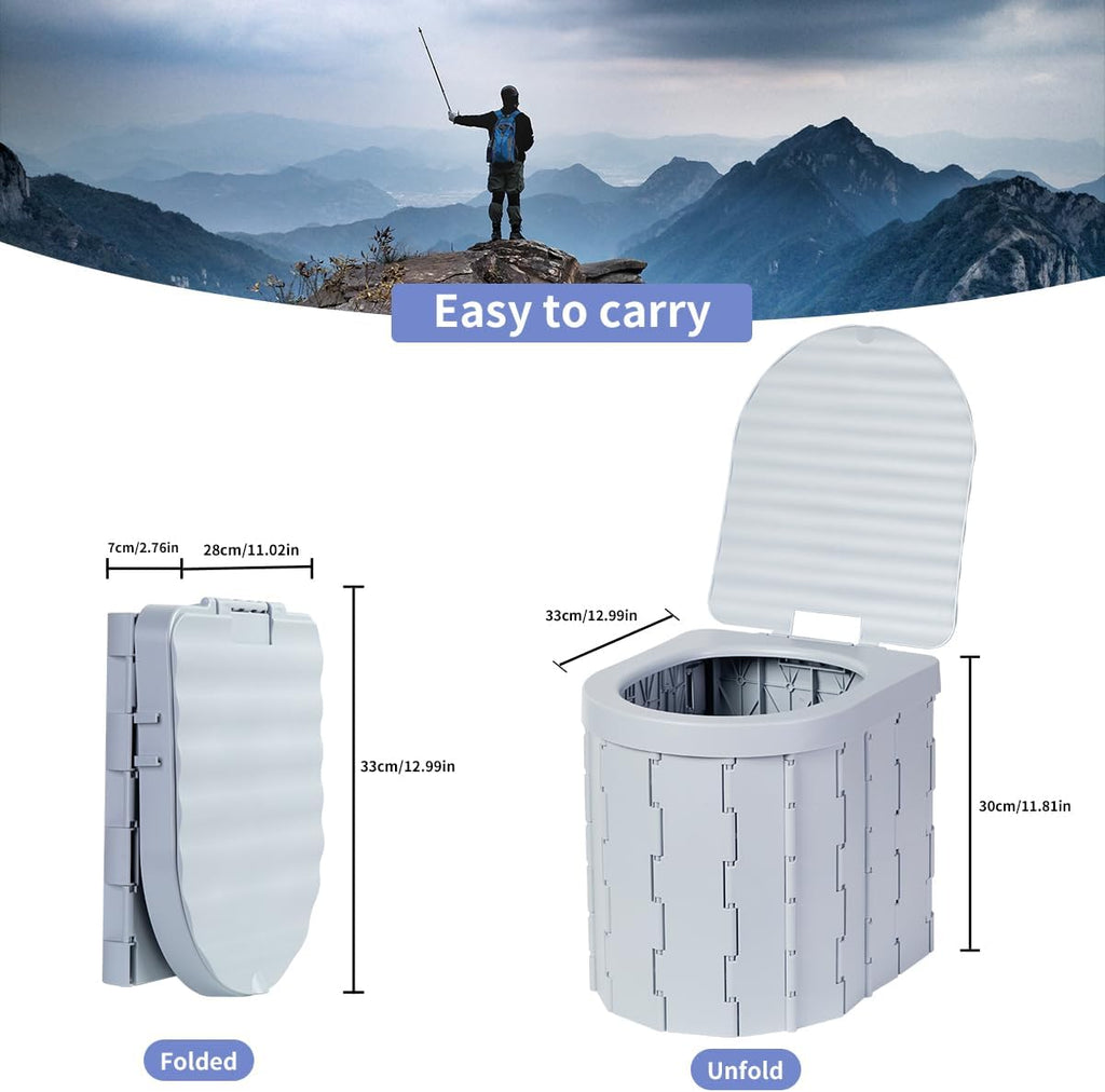 Portable Toilet Kit, Camping Toilet with Pop-Up Privacy Tent Toilet Bags, Washable Portable Outdoor Showers Changing