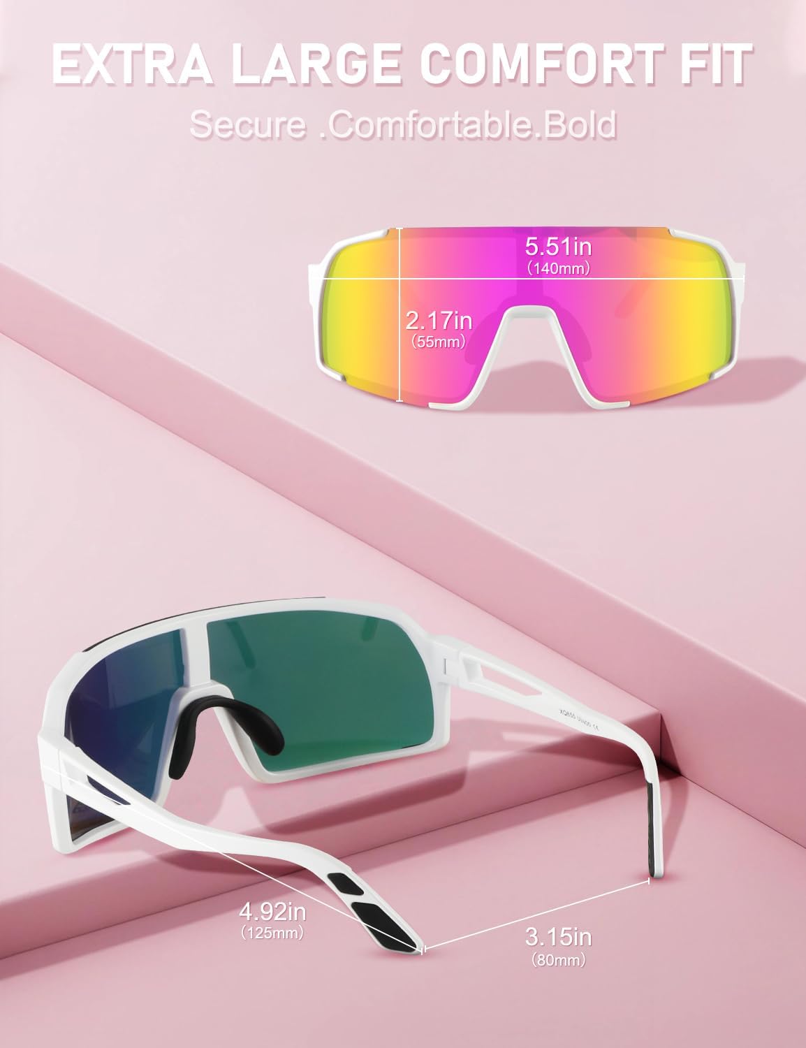 Sports Sunglasses for Men Women,Cycling Glasses UV Protection for Running Softball Volleyball Hiking