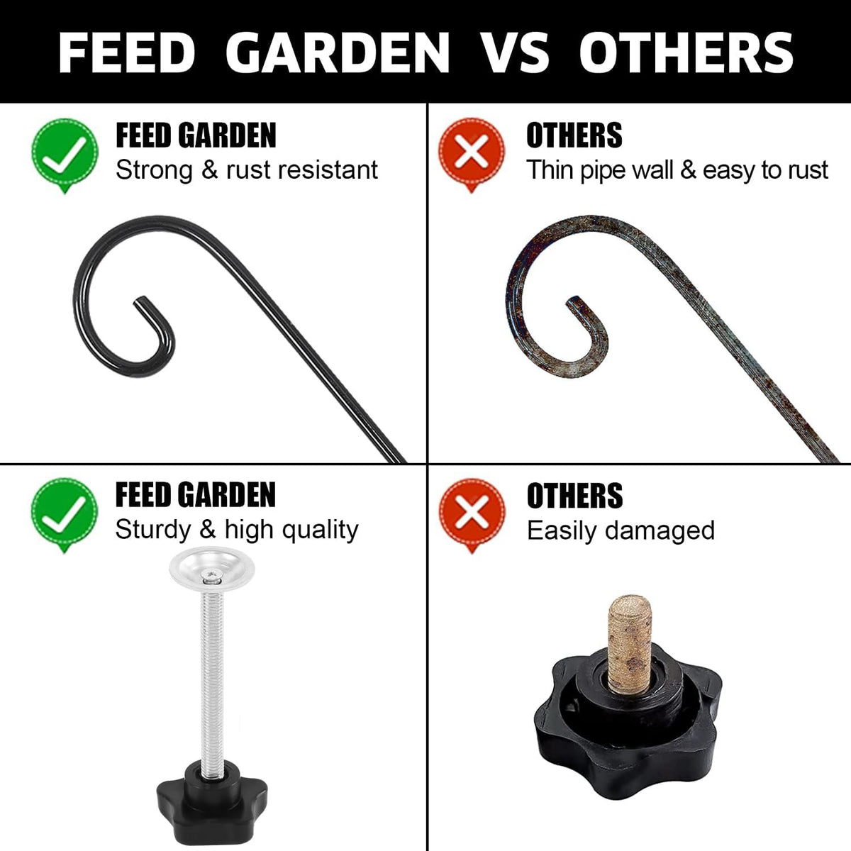 31 Inch Heavy Duty Deck Hook for Railing 2 Pack, Non-Slip Clamp, 360 Degree Swivel