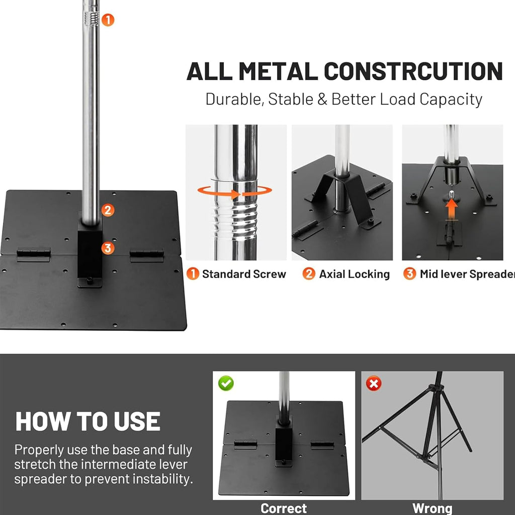 Heavy Duty Pipe and Drape Frame Kit 10x10ft Adjustable Height/Width Photography Background Support Poles All-Metal