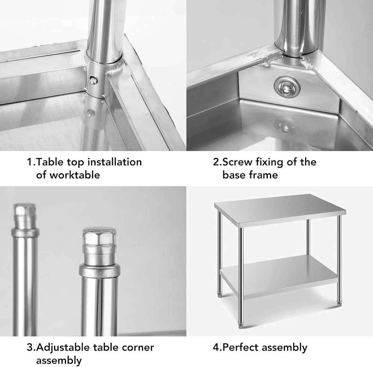 24x18 Inch NSF Stainless Steel Prep Work Table with Undershelf Metal