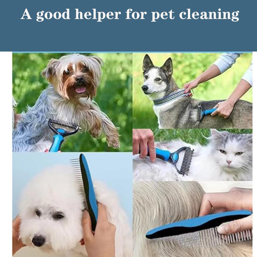 Ultimate 4-Piece Pet Grooming Kit | Stainless Steel Nail Clipper, Deshedding Brush, Metal Comb & Tools for Cats &