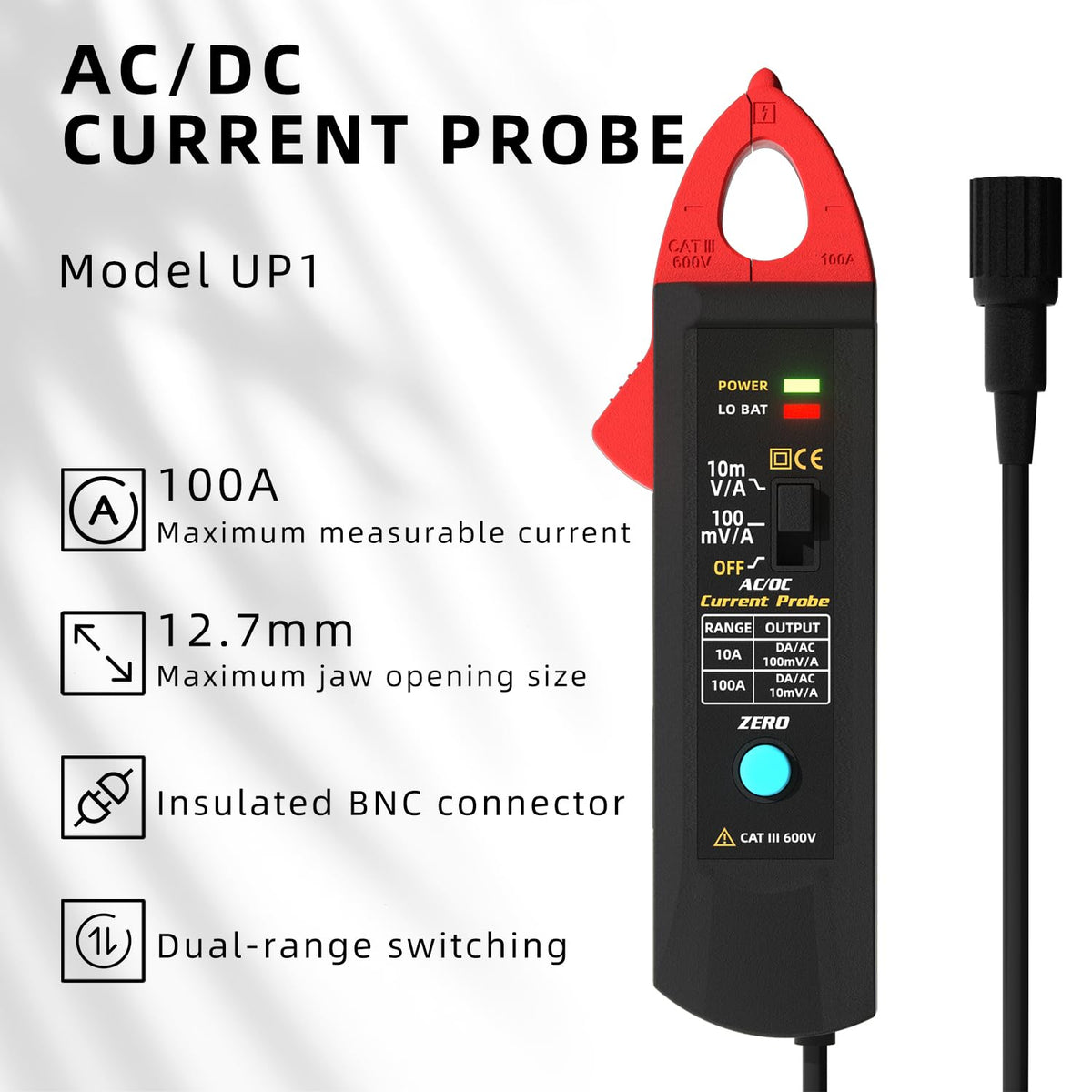UP1 AC/DC Current Clamp Meter Transducer for Digital Oscilloscope 100A
