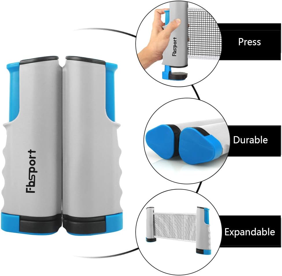 Ping Pong Paddle Set, Portable Table Tennis Set with Retractable Net,Rackets,Balls and Carry Bag for Indoor/Outdoor
